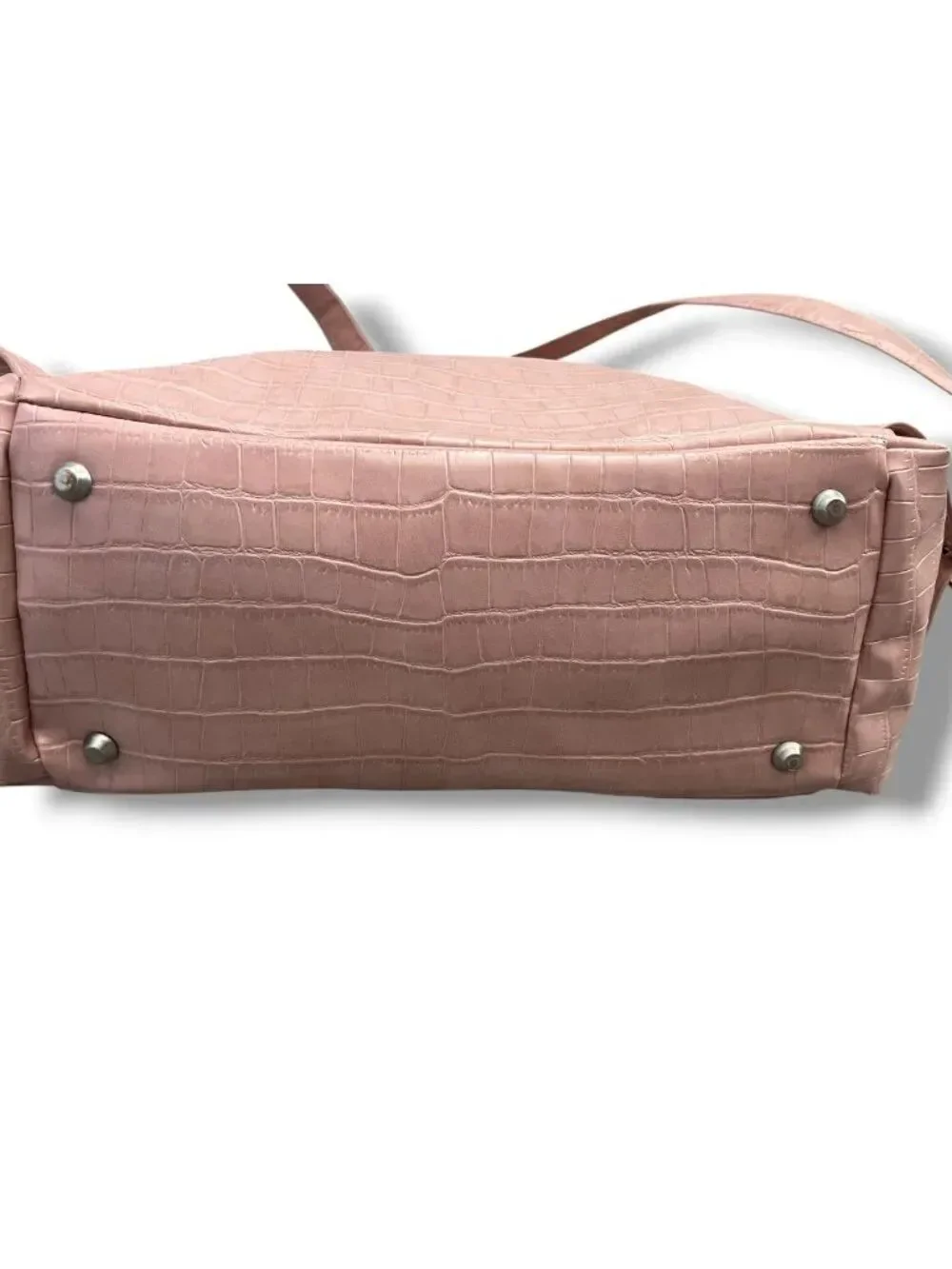 Freshly Picked Faux Leather Rose Pink Crocodile Diaper Bag Backpack Zip Closure